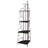 Opya Corner Storage Bookshelf, Scrolled Design, 4 Tier Shelves, Cappuccino Metal