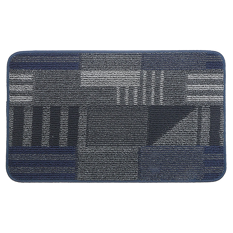 Ensemble de tapis en nylon tissé à la machine à motif géométrique noir, Rectangle 2 pi x 3 pi
