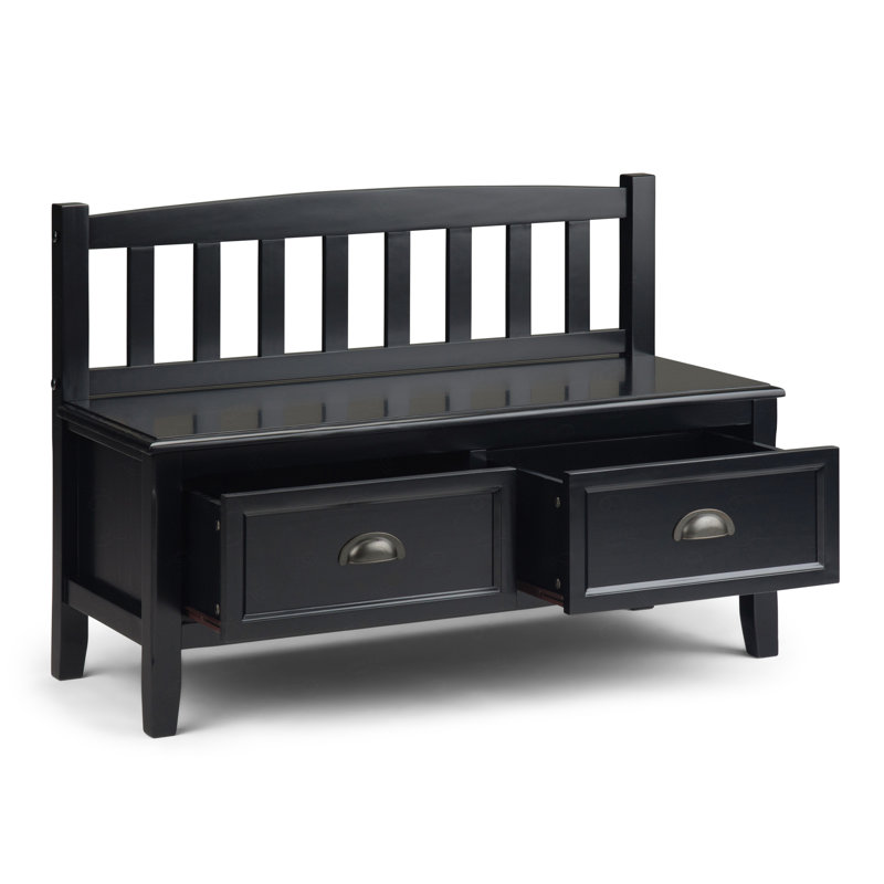 Entryway Storage Bench with Drawers, Black