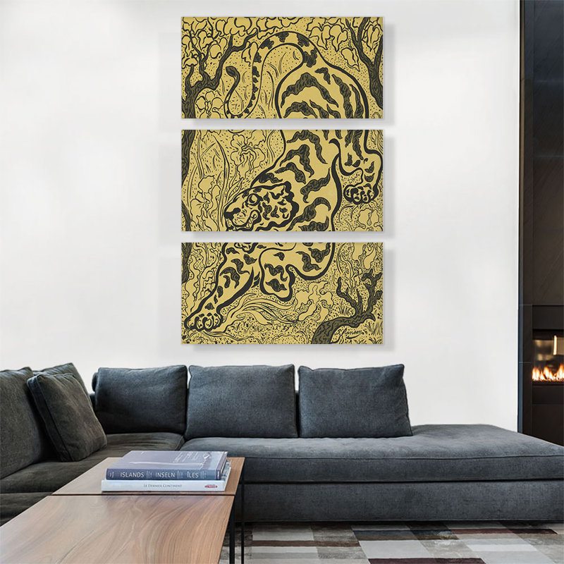 «Tiger in the Jungle 1893» par Paul Ranson - Ensemble de 3 impressions sur toile tendue, H 60 po x l 40 po x P 0,75 po
