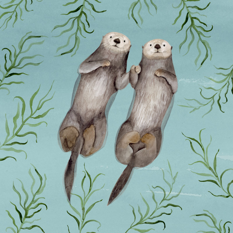 Otter's Paradise III by Victoria Borges - Wrapped Canvas Painting, 51cm H x 51cm W