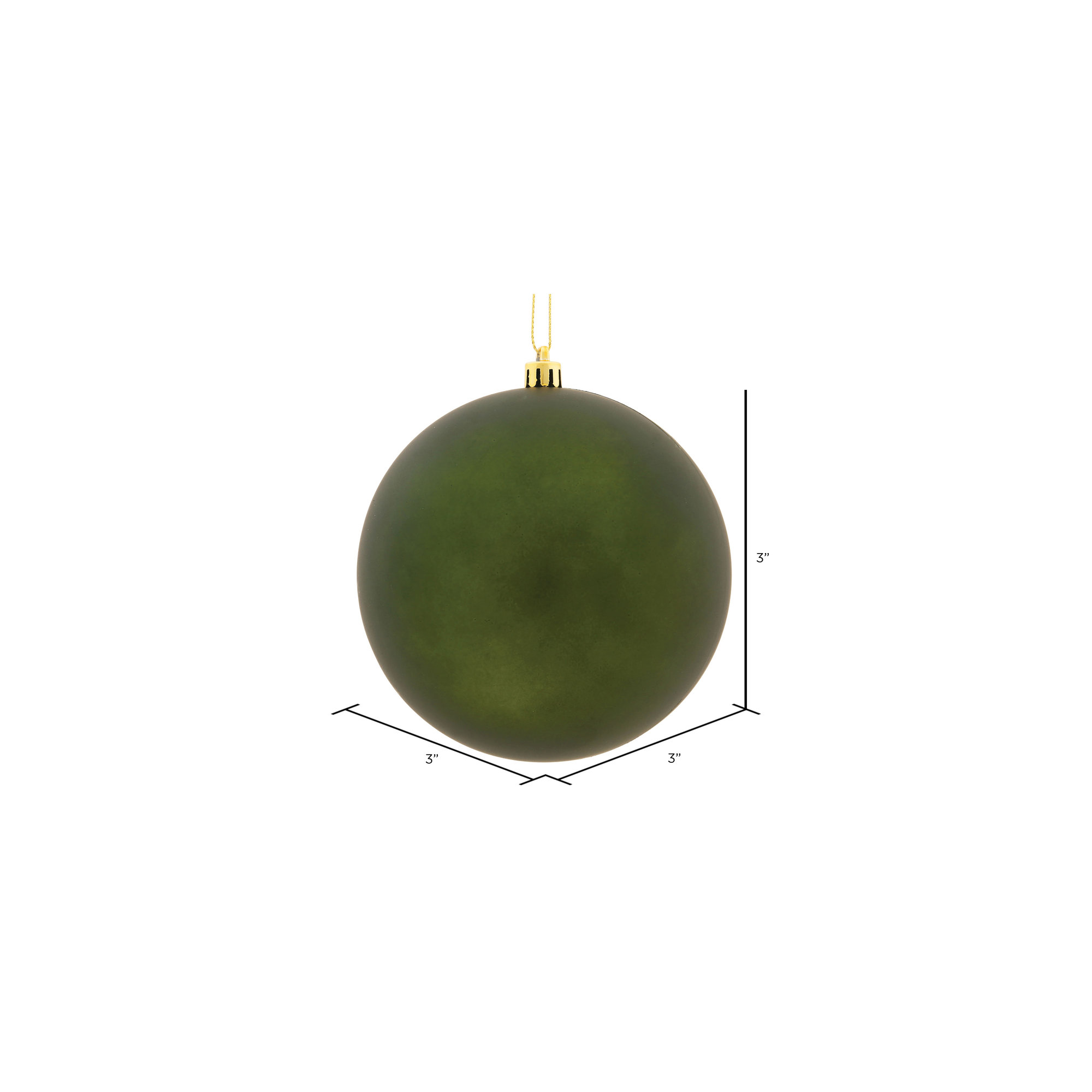 Holiday Décor Ball Ornament, Matte Moss Green, 2.4'' H X 2.4'' W X 2.4'' D