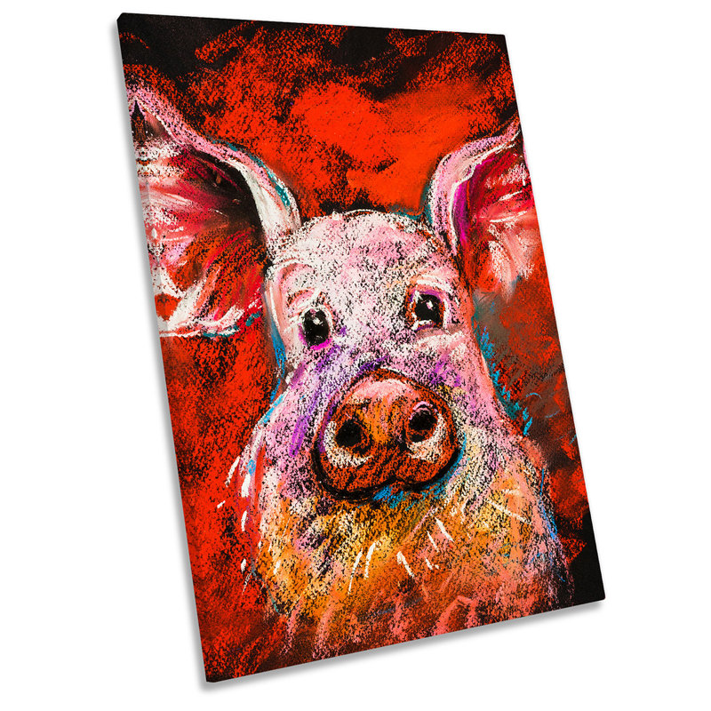 Pig Face Farm Yard - Wrapped Canvas Painting, 121.9cm H x 81.3cm W x 4cm D