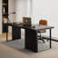 Bureau rectangulaire en bois massif noir-678338887