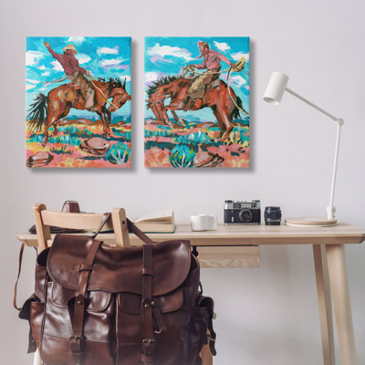 «Stupell Industries Rustic Cowboys in Desert», ensemble de 2 toiles murales par Melissa Wang