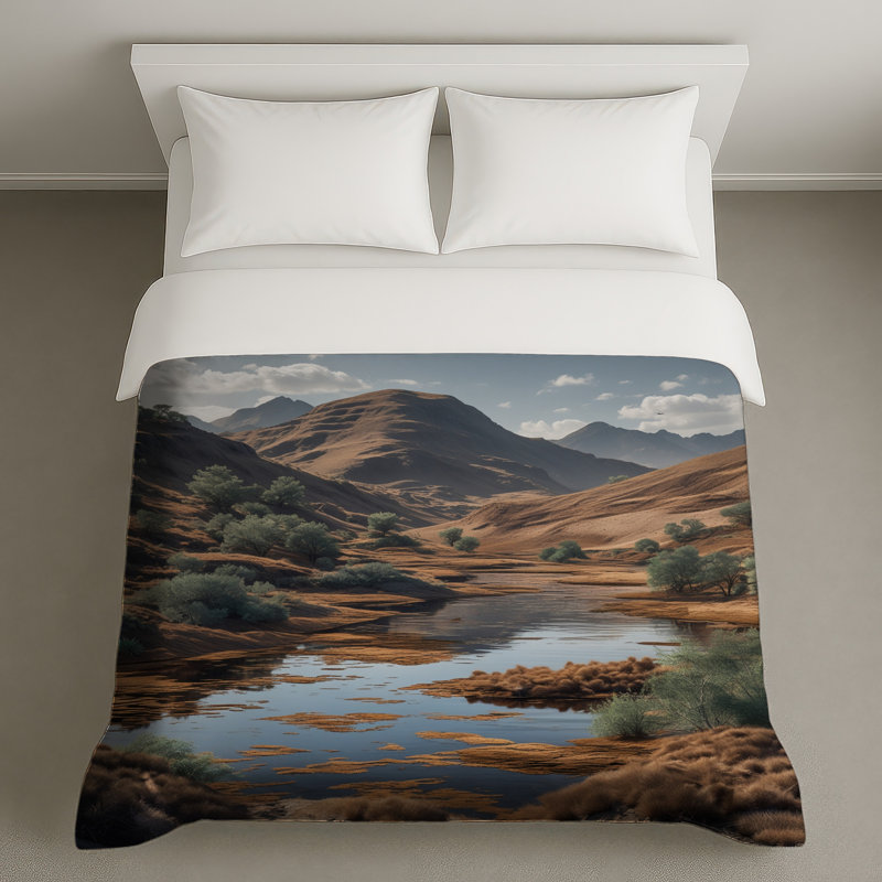 Mountain River Landscape Duvet Covers, Queen