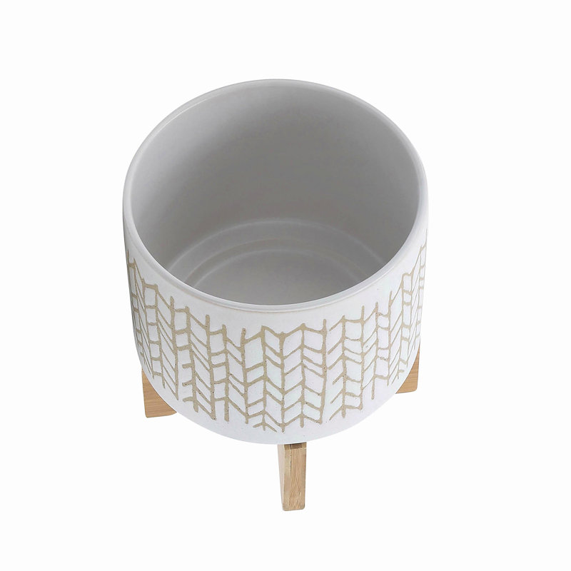 PLATEAU DE 8 po AVEC SUPPORT EN BOIS, BEIGE