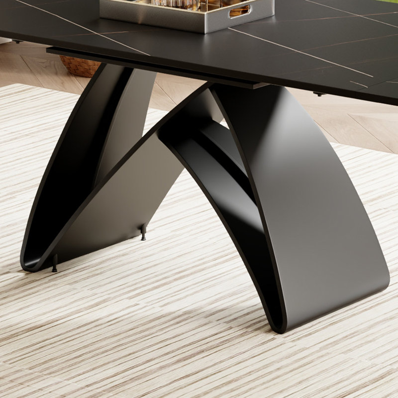 63"-95" Rectangular Extendable Dining Table Set With 6 PU Leather Dining Chairs For Kitchen/Living Room