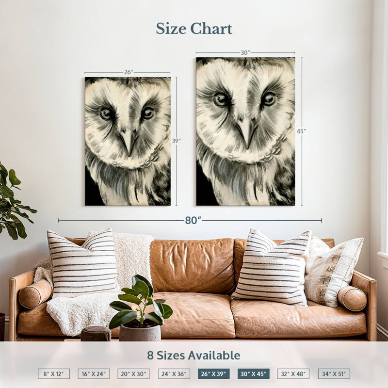 Brampt Charcoal Owl II, 39" H x 26" W