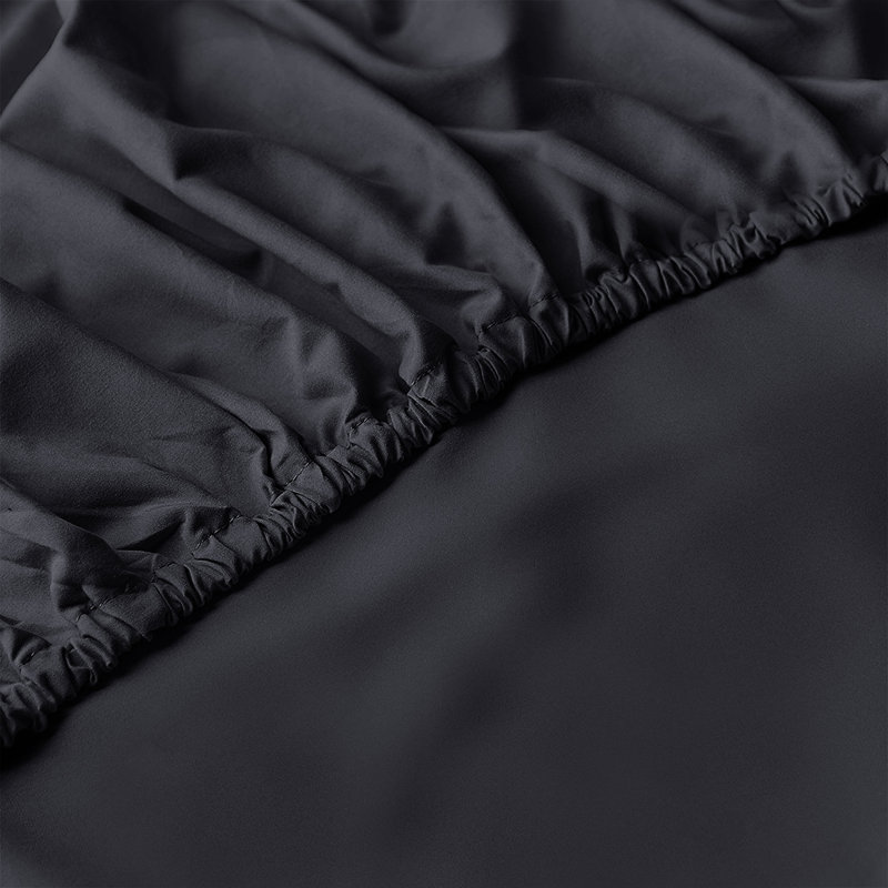 Aerona 200 Thread Count Microfiber Brushed Fitted Sheet, Black, Double (4'6)