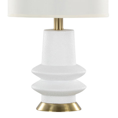 Lloyd 26" Contemporary Polyresin Table Lamp In Sanded Matte Polyresin, Modern Brass And White Linen Shade From Grandview Gallery - Set Of 2
