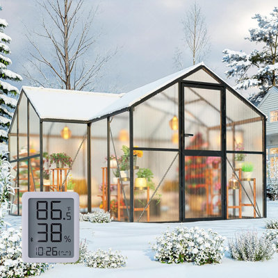T-shape Greenhouses, Polycarbonate Green House With Uv Protection, Heavy Duty Greenhouse With Windproof Aluminum Frame, Roof Vent & Quick-install Design For Backyard Or Garden Use