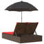  Double méridienne double avec coussins et parasol brun en rotin de polyester-116575308