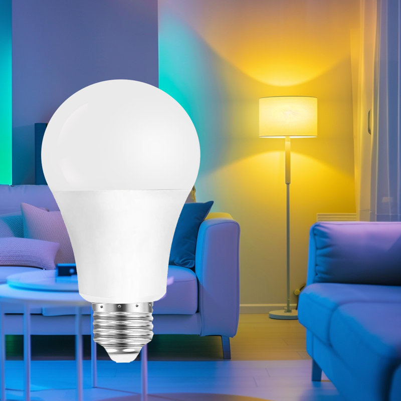 Paquet de 4 ampoules DEL à 3 voies A19, 12 W 1500LM E26 culot 2700K, ampoule à DEL blanc chaud en plastique, ampoules à intensité variable à trois niveaux 120 V pour les luminaires intérieurs