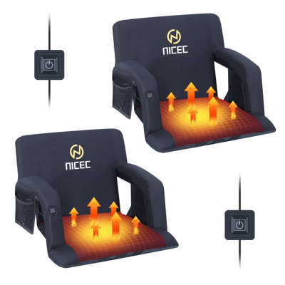 Heat Stadium Seats, Reclining Folding Stadium Seat with Cushion -  MUKE, WG-HEATSEAT-20BLK02