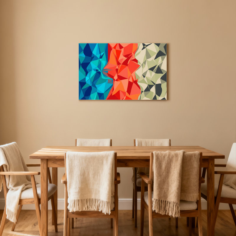 Ensemble de 1 tableau abstrait géométrique à blocs de couleur sur toile tendue, H 12 po x l 18 po