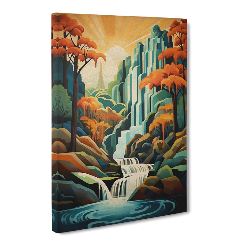 Waterfall Art Deco - Wrapped Canvas, 50cm H x 35cm W x 3cm D