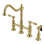 Kingston Brass Tudor Two-Handle 4-Hole Deck Mount Bridge Kitchen Faucet with Brass Side Sprayer