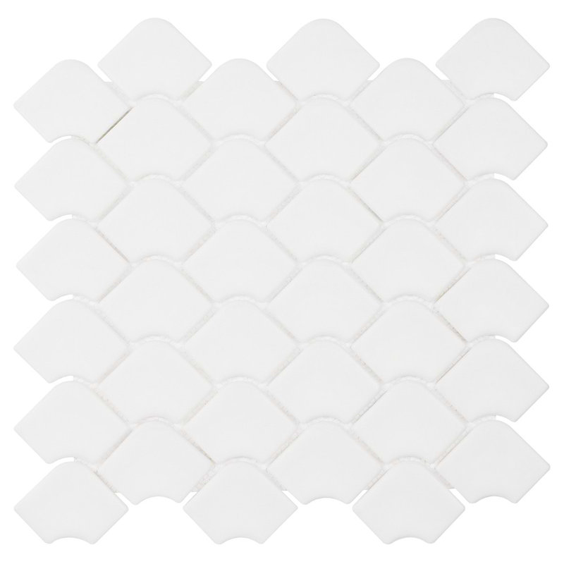Suki 2X3 Fishscale Matte Mosaic Tile, White