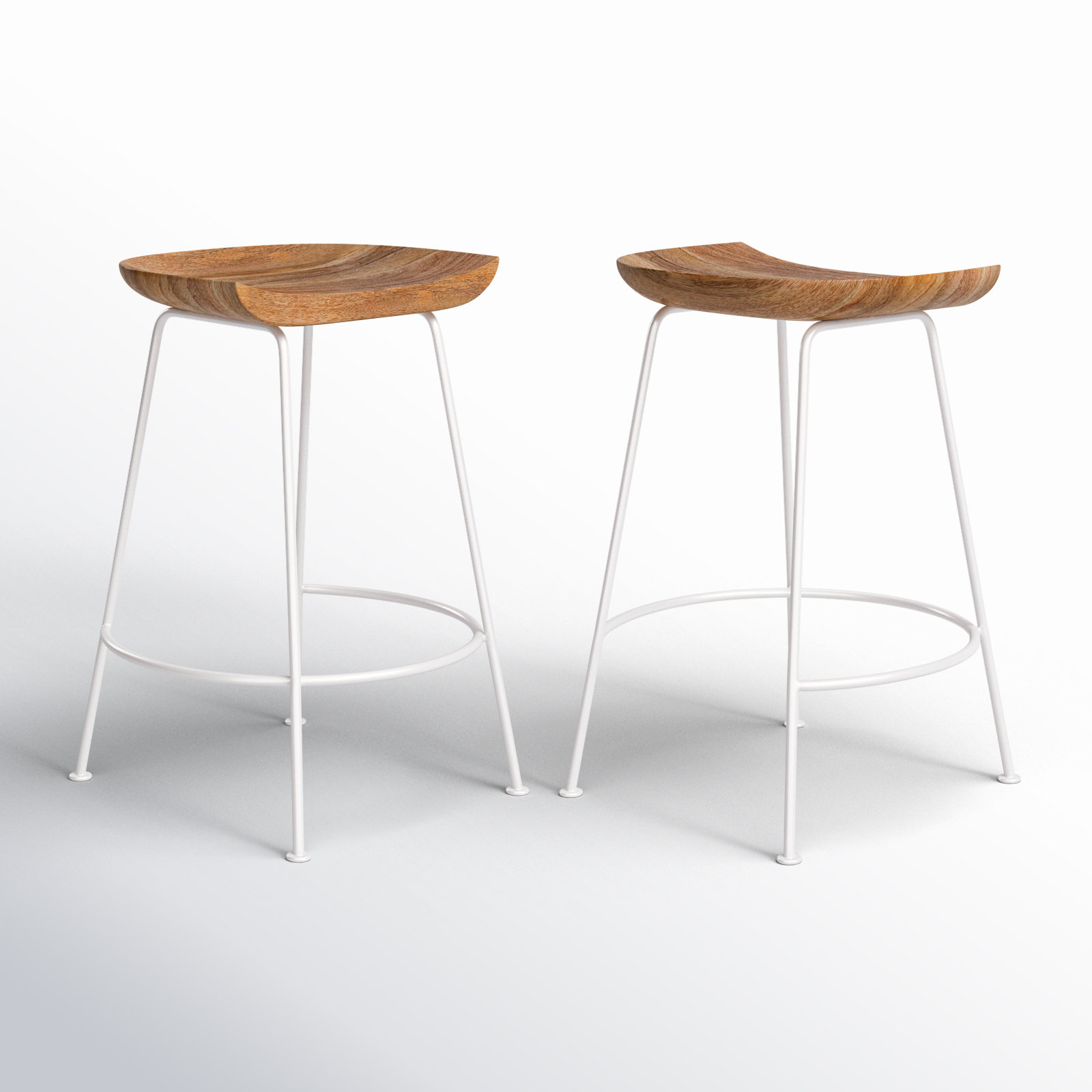 Samanthia Solid Wood Bar and Counter Stool, Counter Stool (24.5" Seat Height), Natural/White