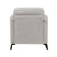 Chaise de salon moderne avec revêtement en microfibre brun clair, coussin confortable et pieds en métal robustes pour un décor contemporain