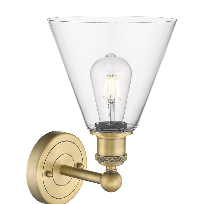 Beva Steel Armed Sconce, Clear, Brushed Brass