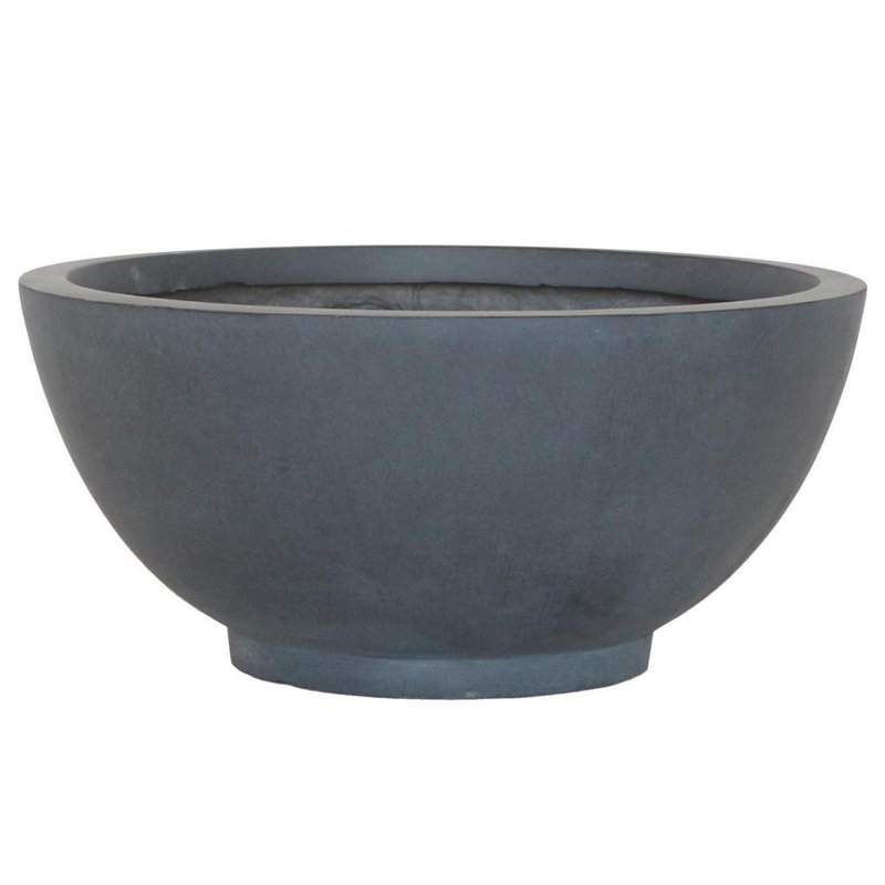 Reinforced Stone Bowl Planter, Lightweight Frostproof Outdoor Plant Pot, Bonsai Pot, Garden Planter with Drainage Holes, Alpine Shallow Planter