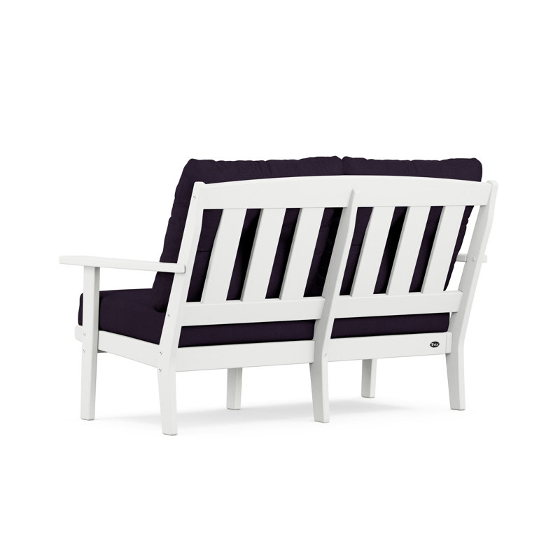 Causeuse Lakeside Cape Cod, Blanc classique, Lin marine