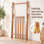 Portant à vêtements scandinave minimaliste en bois massif, de style A, sur pied, avec tringle, étagère de rangement et crochets latéraux, idéal pour une chambre, une entrée ou un couloir.-330575614