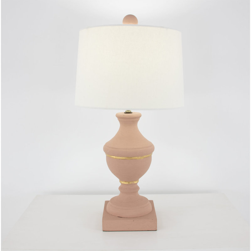 Porter Table Lamp, Soft Pink/Gold Leaf, White