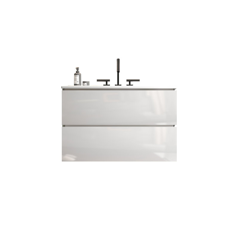 Meuble-lavabo sophistiqué avec lavabo en céramique et fonctionnalité avancée pour des salles de bain élégantes., Blanc