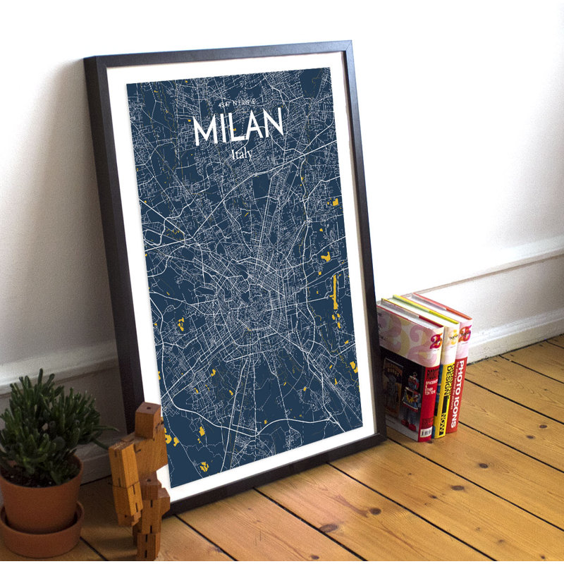 Milan City Map - No Frame Print, 70cm H x 50cm W x 0.13cm D