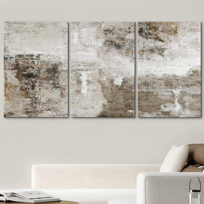 Grunge Abstract Paint Stroke Effect " Pastel Watercolor Paint Stroke Collage Abstract Shapes Modern Art Decor " 3 Piece Art Print