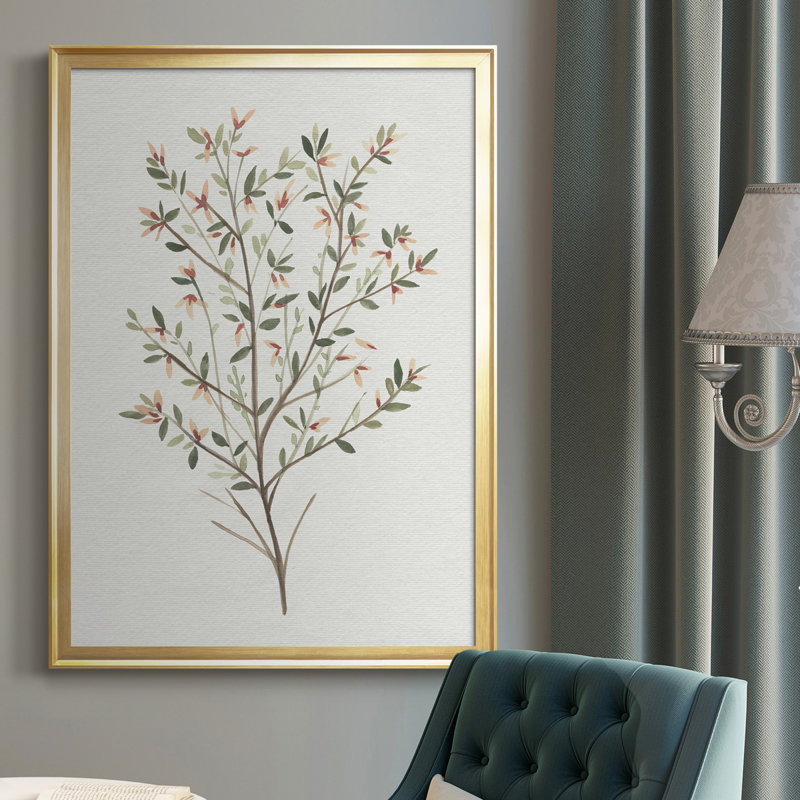 Toile simple encadrée Premium Sprig III - prête à être accrochée, Cadre doré, H 42,5 po x l 30,5 po x P 1 po