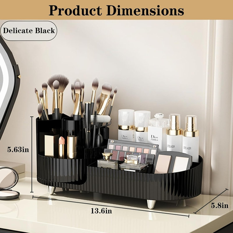 Countertop Rotating Makeup Organizer 360 Rotating, Black