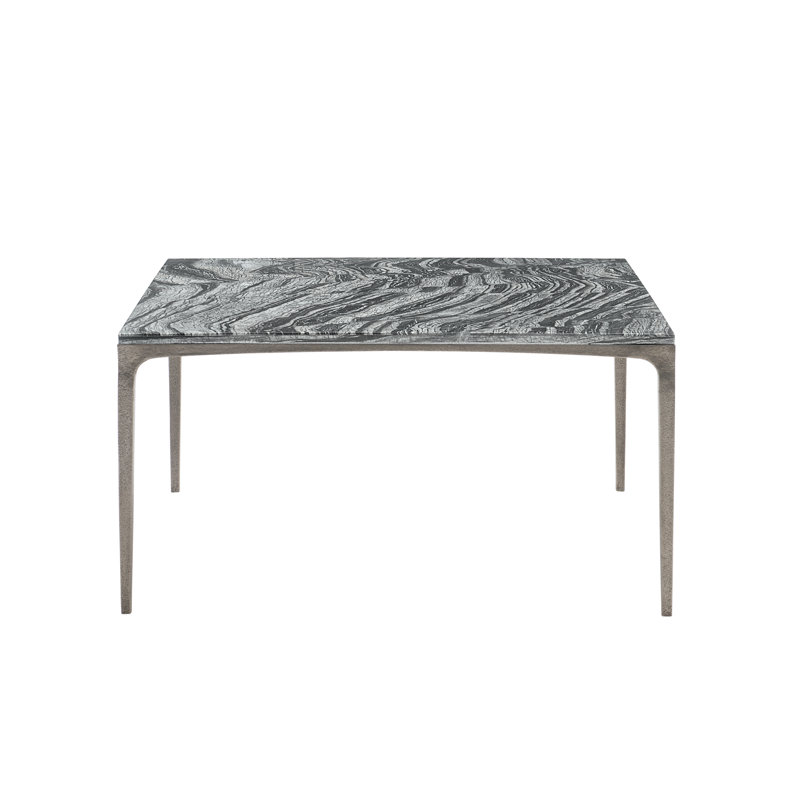 Transitional Gray and Black Marble Nesting Coffee Table with Storage