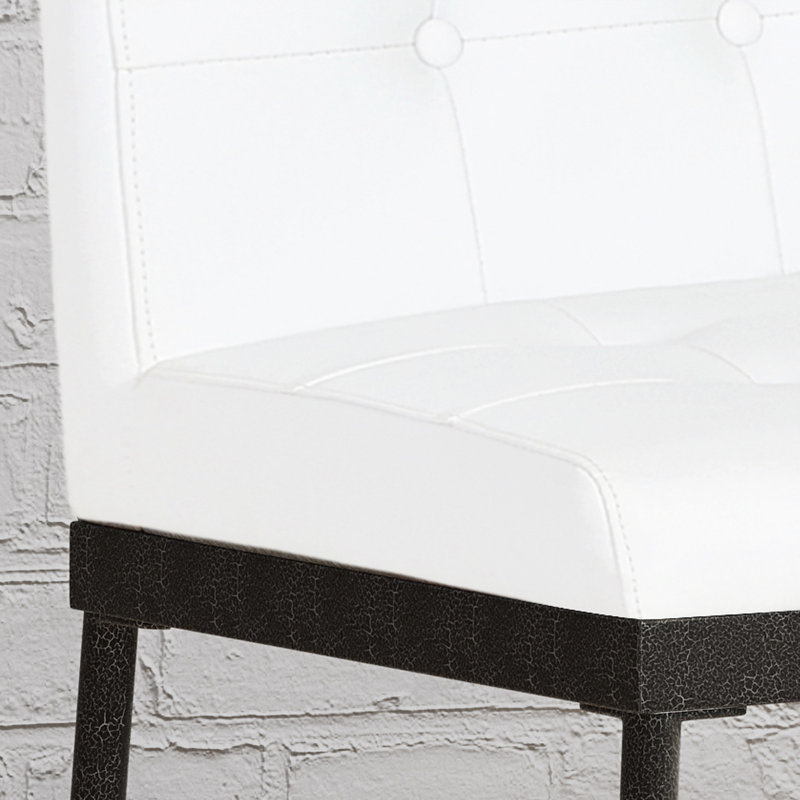 Tabouret de comptoir industriel moderne blanc à 2 boutons l 20,41 po x P 23 po H 38,8 po