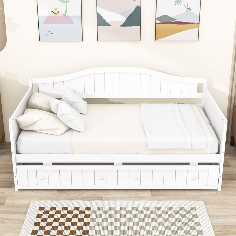Lit de jour en bois avec couchette, Blanc