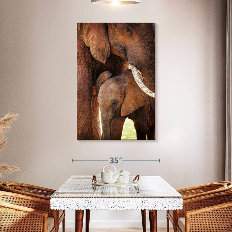 Brampt Mama And Baby Elephant, 48" H x 32" W