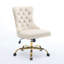 Chaise de bureau moderne en velours avec dossier capitonné, base en métal doré et système de soutien confortable à trois couches.-542646236