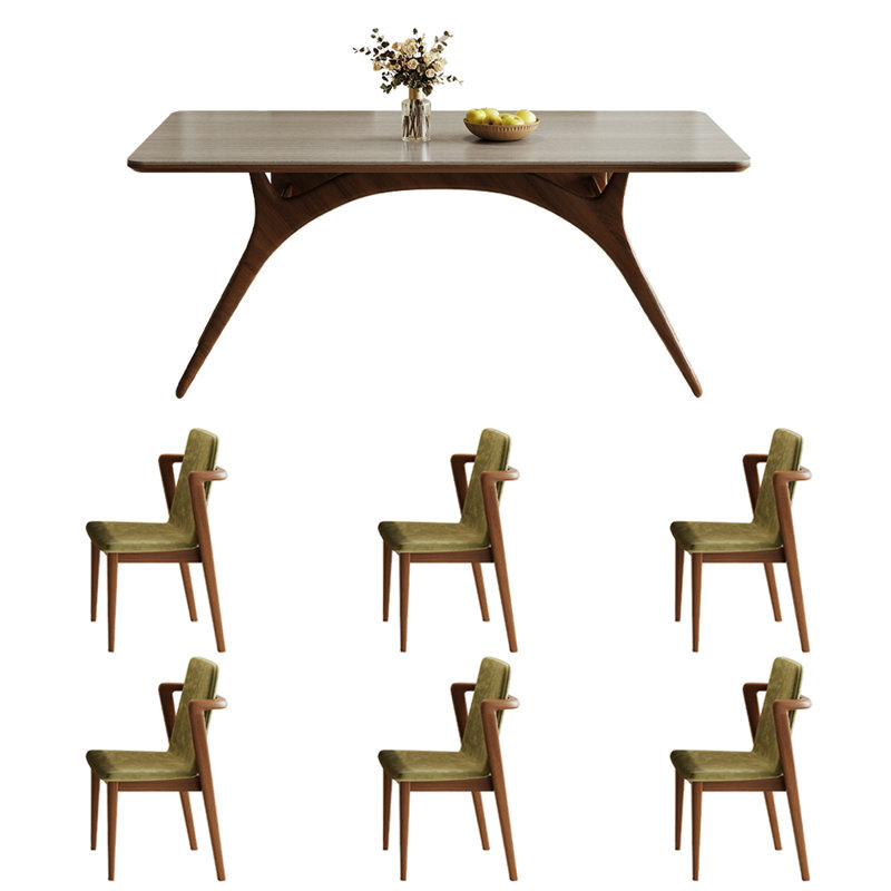 French retro simple rectangular dining table set, 29.50" H x 63" L x 31.50" W 