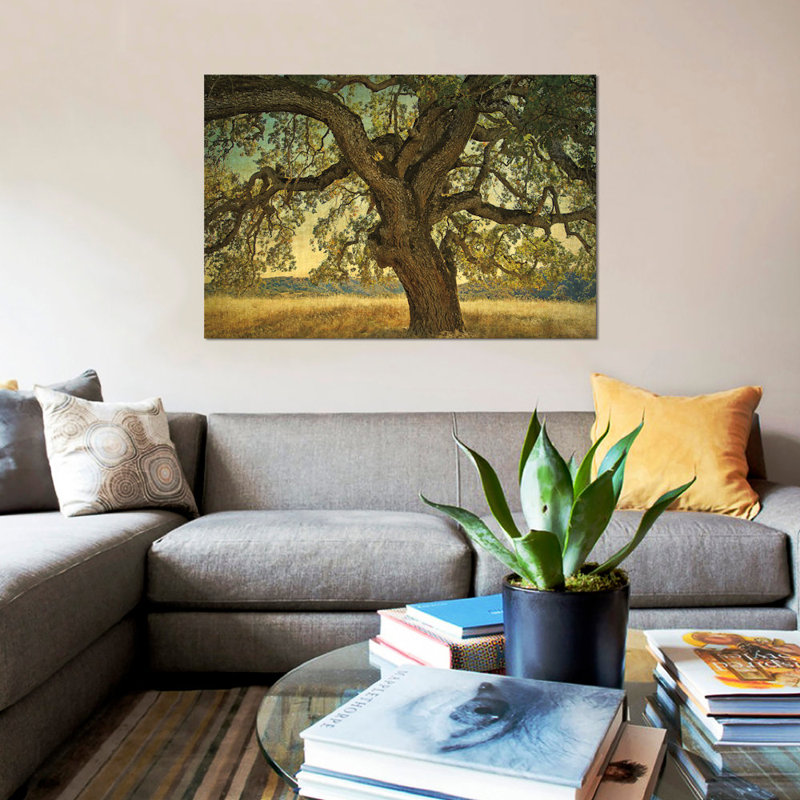«Blue Oak Silhouette», reproduction d'impression sur toile tendue, H 12 po x l 18 po x P 1,5 po, Pas de tapis, Toile tendue
