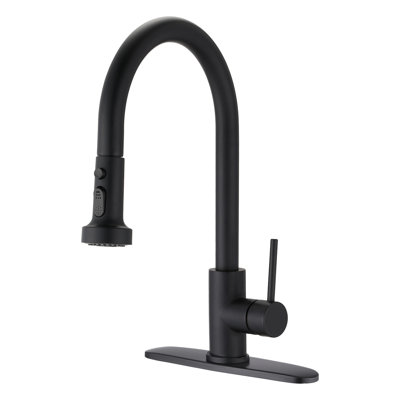 Stainless Steel Matte Black Kitchen Faucet With Pull Down & Soap Dispenser, 360 Rotatable Spout, Scratch Rust , 1.8Gpm Flow Rate Scratch-, Rust-,