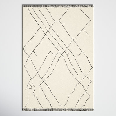 Isla Moroccan Handmade Tufted Wool Cream/Black Area Rug
