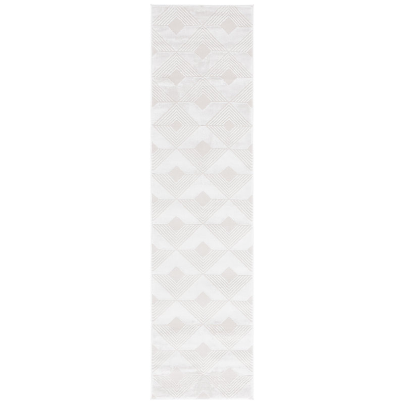 Tapis ivoire en polyester / polypropylène tissé à la machine Saylor, Tapis de couloir 2 pi x 8 pi