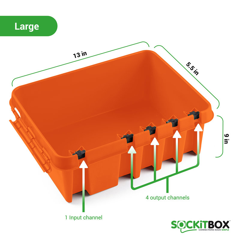 Boîte de connexion résistante aux intempéries, Orange, H 7 po x l 13 po x P 5,5 po