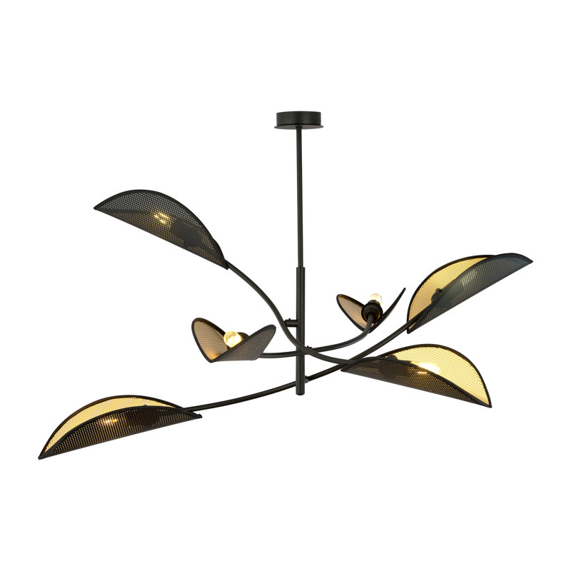 6 - Light Chandelier, Black/Gold
