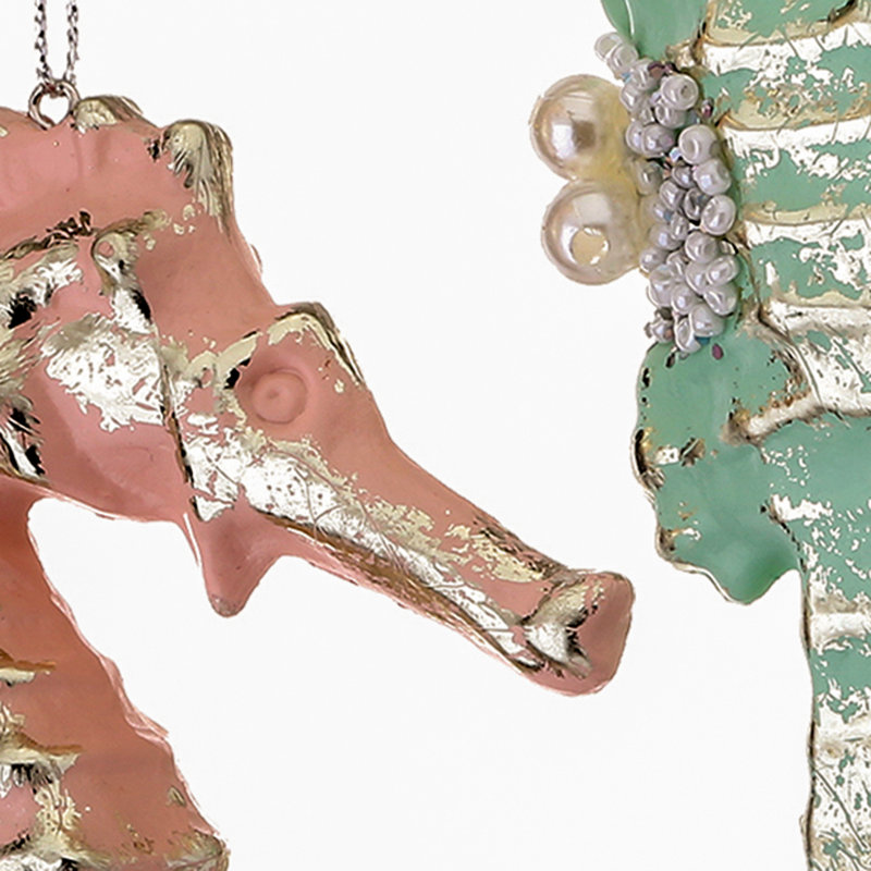 6" Pearl Beaded Seahorse Ornament