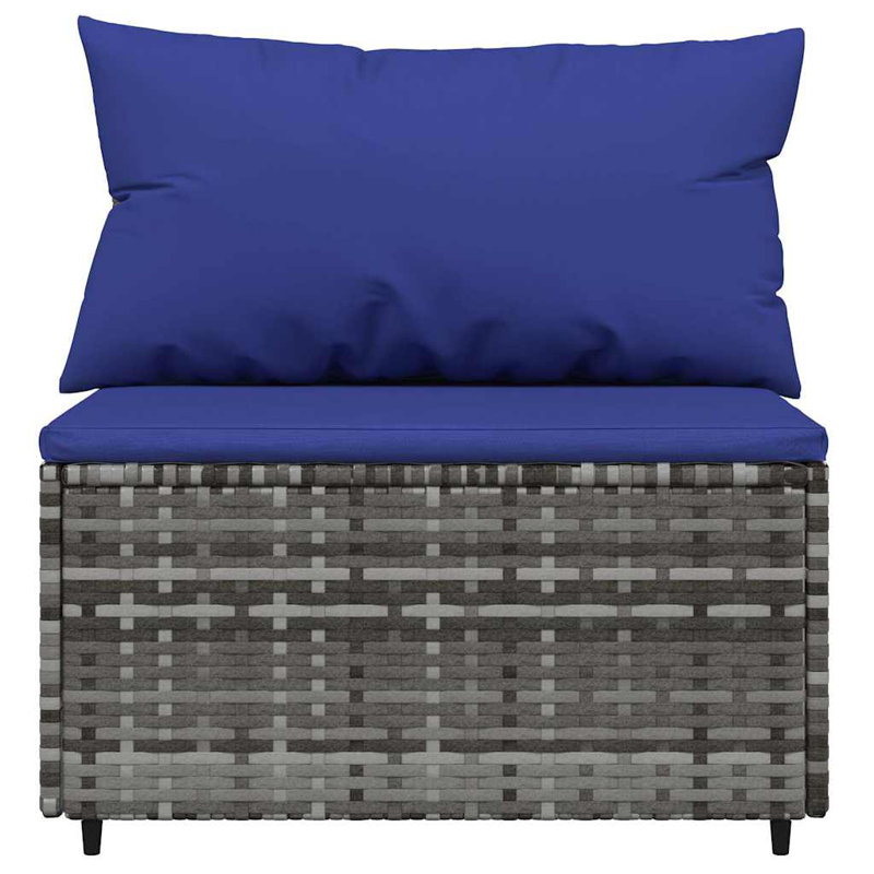 Patio Sectional Set with Cushions, Gray, Blue, No