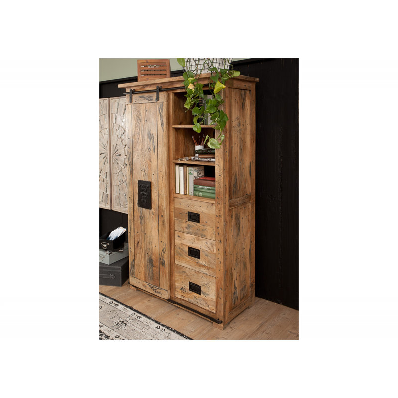Railway 1 Door Wardrobe, Natural